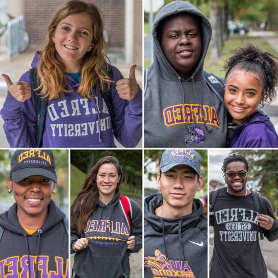 Students dressed in Alfred University apparel for Saxon Fridays